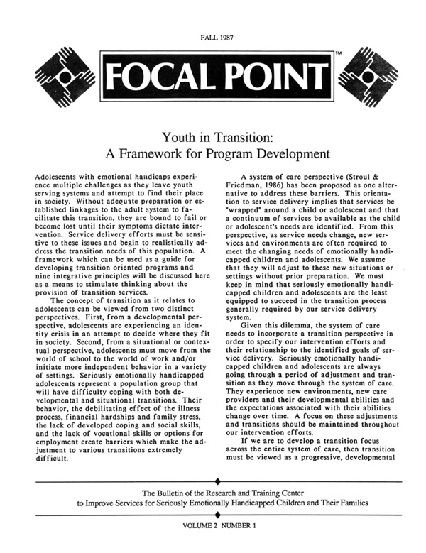 Fall 1987 Focal Point cover