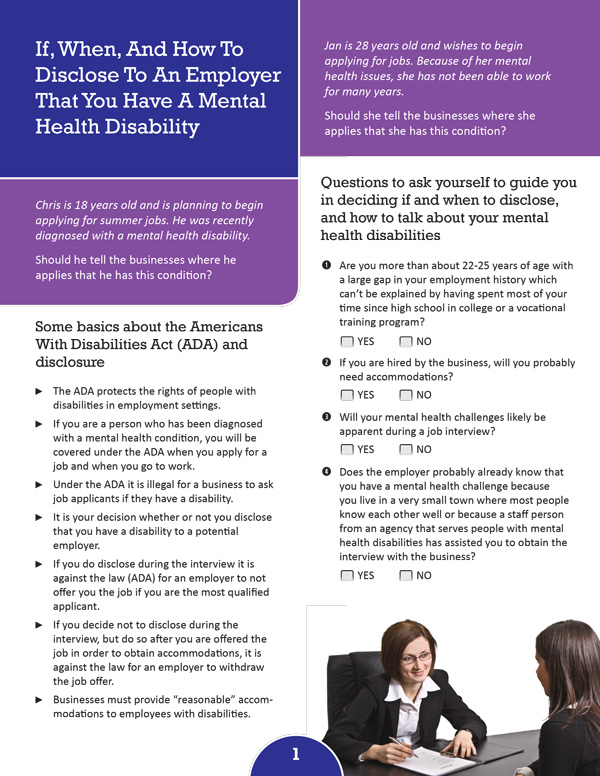 If, When, and How to Disclose to an Employer That You Have a Mental Health Disability