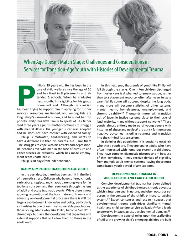 When Age Doesn't Match Stage: Challenges and Considerations in Services for Transition-Age Youth with Histories of Developmental Trauma