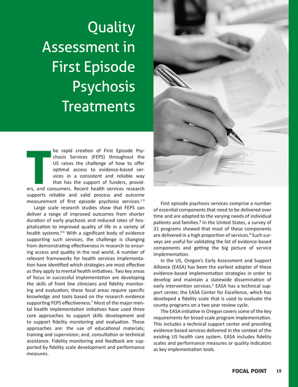 Quality Assessment in First Episode Psychosis Treatments