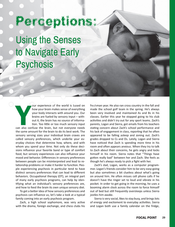 Perceptions: Using the Senses to Navigate Early Psychosis