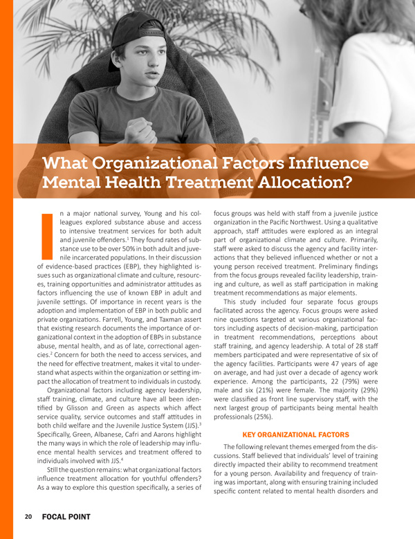 What Organizational Factors Influence Mental Health Treatment Allocation?