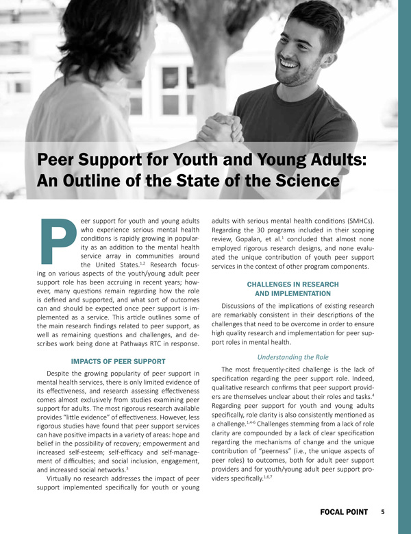 Peer Support for Youth and Young Adults: An Outline of the State of the Science