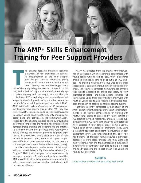 The AMP+ Skills Enhancement Training for Peer Support Providers
