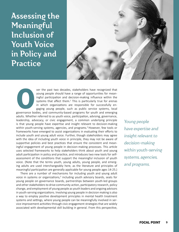 Assessing the Meaningful Inclusion of Youth Voice in Policy and Practice