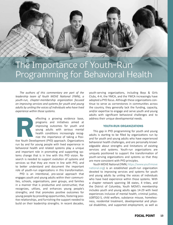 The Importance of Youth-Run Programming for Behavioral Health