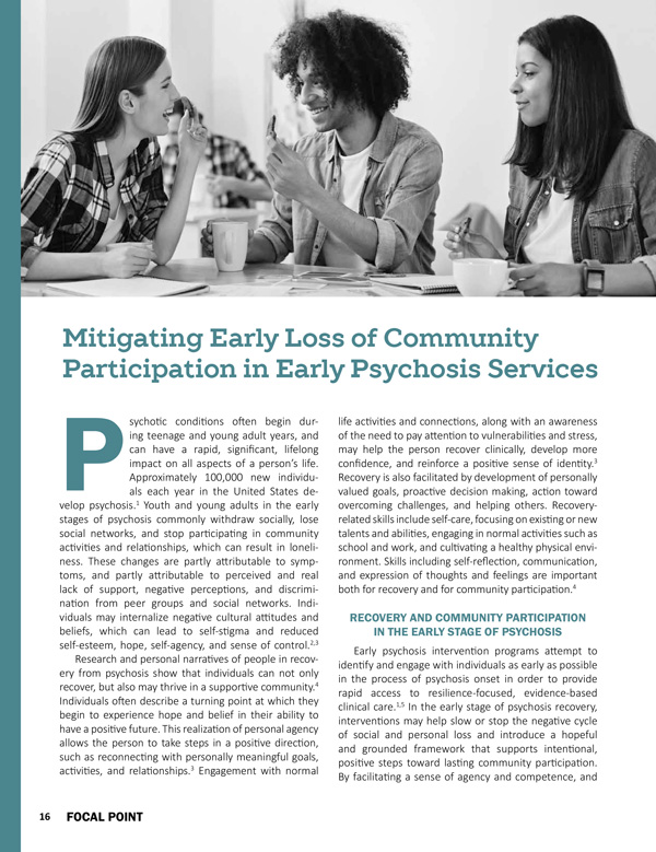 Mitigating Early Loss of Community Participation in Early Psychosis Services