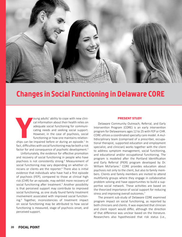 Changes in Social Functioning in Delaware CORE