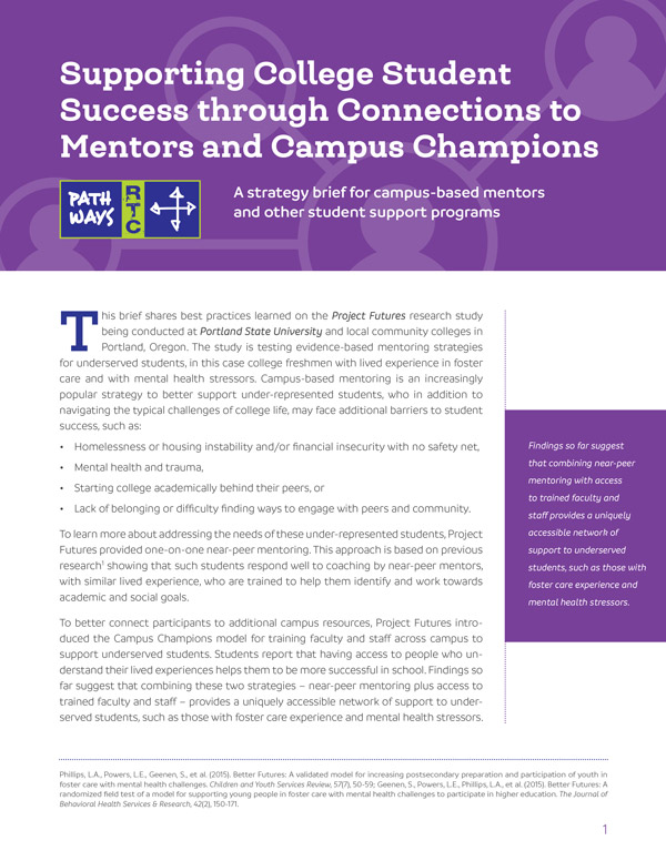 Supporting College Student Success Through Connections to Mentors and Campus Champions