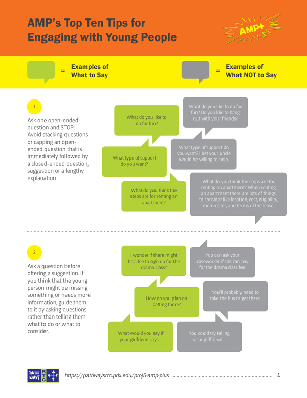 AMP's Top Ten Tips for Engaging with Young People