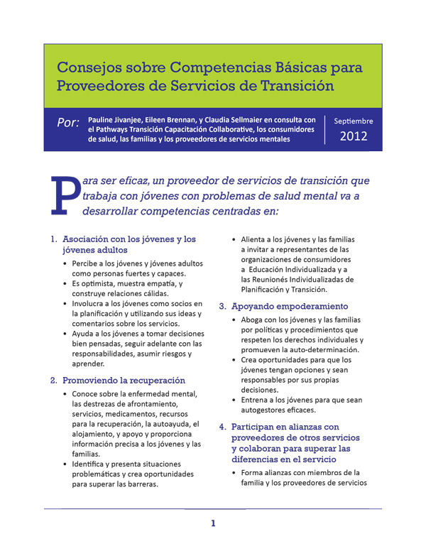 Consejos sobre Competencias Básicas para Proveedores de Servicios de Transición