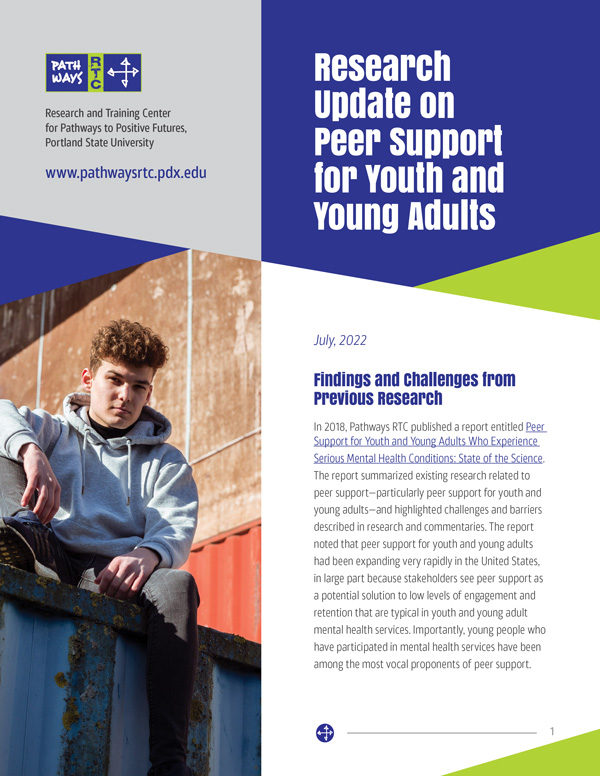 Research Update on Peer Support for Youth and Young Adults cover