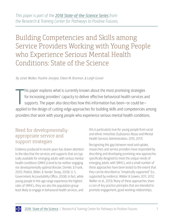 Building Competencies and Skills among Service Providers: State of the Science